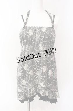 画像1: Qutie Frash / 蜘蛛メッシュホルターキャミソール【旧タグ】  ブラック×ホワイト O-25-08-16-009-QU-TO-OW-OS