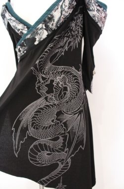 画像2: Qutie Frash / オフショルカットソー  グリーン×ブラック O-25-08-16-105-QU-TO-IG-OS