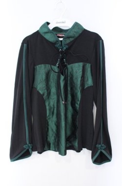 画像1: Qutie Frash / 公式通販×アメQ限定チャイナカットソー  グリーン×ブラック O-25-08-16-107-QU-TO-IG-OS