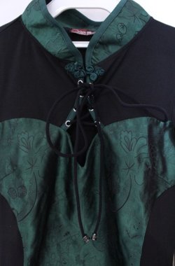 画像2: Qutie Frash / 公式通販×アメQ限定チャイナカットソー  グリーン×ブラック O-25-08-16-107-QU-TO-IG-OS