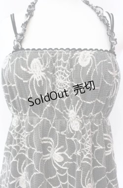 画像2: Qutie Frash / 蜘蛛メッシュホルターキャミソール【旧タグ】  ブラック×ホワイト O-25-08-16-009-QU-TO-OW-OS