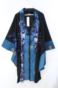 Qutie Frash / 着物ロングカーデ  ブルー O-25-08-16-111-QU-JA-IG-OS