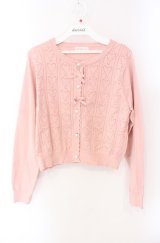 m petit by misako / AM*ハート透かしニットカーディガン M ピンク O-25-08-16-013-LO-TO-IG-OS