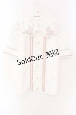 画像1: LIZ LISA / ツインリボンアクセサリーブラウス  シロ×ピンク O-25-08-16-014-LO-BL-IG-OS