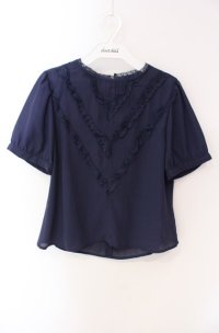 an another angelus / レース使いブラウス  ネイビー O-25-08-16-015-CA-BL-IG-OS