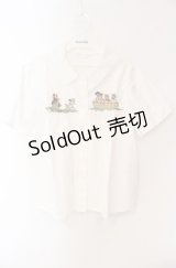 Jane Marple / NURSERY LANDのキャットエンブロイダリーブラウス S シロ O-25-08-16-017-JM-BL-IG-OS