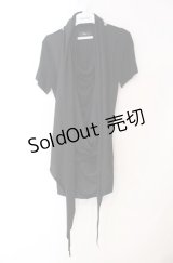 Sixh / フェイクレイヤードドレーププルオーバー  ブラック O-25-08-16-022-HN-TO-OW-OS