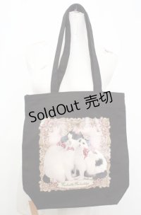 Enchantlic Enchantilly / ネコエルの肖像画トートバッグ  クロ O-25-08-17-004-LO-BG-OW-OS