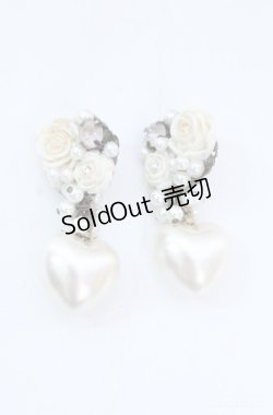 画像1: hanakabeads / ふっくらハートのコラージュピアス  オフ O-25-08-18-054-LO-AC-IG-OS