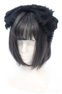 ATELIER　Ruby / ワイヤー入り総レースリボンカチューシャ  クロ O-25-08-18-006-EL-AC-IG-OS