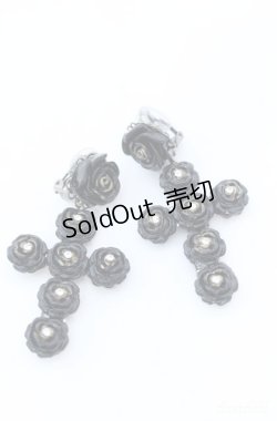 画像1: hanakabeads / 黒薔薇クロスのネックレスセット ピアス単品  ブラック O-25-08-18-017-LO-AC-IG-OS