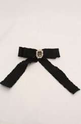 Maison de FLEUR / サテンフリルリボンバレッタ  クロ O-25-08-20-077-LO-AC-OW-OS