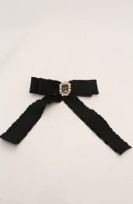 画像1: Maison de FLEUR / サテンフリルリボンバレッタ  クロ O-25-08-20-077-LO-AC-OW-ZT487-F005 (1)