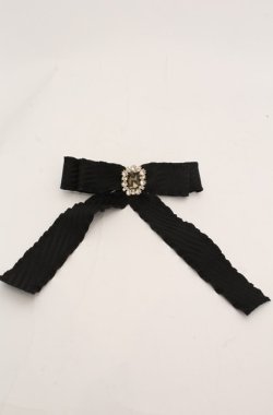 画像1: Maison de FLEUR / サテンフリルリボンバレッタ  クロ O-25-08-20-077-LO-AC-OW-OS