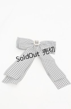 画像1: Maison de FLEUR / パールビジューギンガムチェックリボンバレッタ  クロ O-25-08-20-080-LO-AC-OW-OS