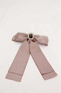 Maison de FLEUR / EC限定ビジューリボンサテンバレッタ  ピンクベージュ O-25-08-20-084-LO-AC-OW-OS