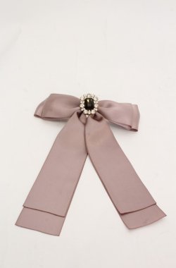 画像1: Maison de FLEUR / EC限定ビジューリボンサテンバレッタ  ピンクベージュ O-25-08-20-084-LO-AC-OW-OS