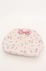 Maison de FLEUR / いちご柄ラウンドポーチ  ピンク O-25-08-20-088-LO-ZA-OW-OS