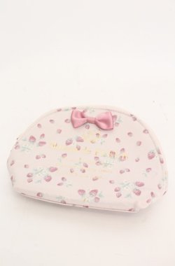画像1: Maison de FLEUR / いちご柄ラウンドポーチ  ピンク O-25-08-20-088-LO-ZA-OW-OS