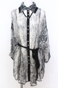 Ozz Croce / シースルーパイソンシャツ  グレー×ブラック系 O-25-08-20-1034-OO-BL-IG-OS