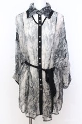 Ozz Croce / シースルーパイソンシャツ  グレー×ブラック系 O-25-08-20-1034-OO-BL-IG-OS