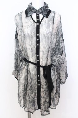 画像1: Ozz Croce / シースルーパイソンシャツ  グレー×ブラック系 O-25-08-20-1034-OO-BL-IG-OS