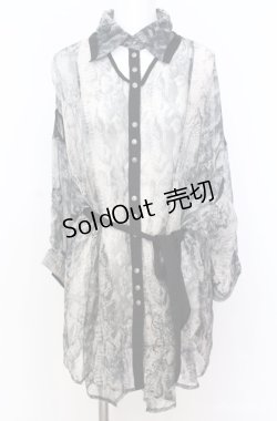 画像1: Ozz Croce / シースルーパイソンシャツ  グレー×ブラック系 O-25-08-20-1034-OO-BL-IG-ZY