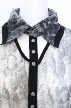 画像2: Ozz Croce / シースルーパイソンシャツ  グレー×ブラック系 O-25-08-20-1034-OO-BL-IG-OS