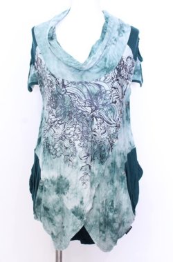 画像1: Ozz Croce / ムラ染め変形Tシャツ  グリーン O-25-08-20-1035-OO-TO-IG-OS