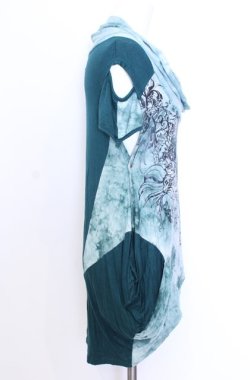 画像3: Ozz Croce / ムラ染め変形Tシャツ  グリーン O-25-08-20-1035-OO-TO-IG-OS