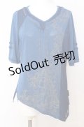 Ozz Croce / チェーン配色メッシュレイヤードTシャツ  ブルー O-25-08-20-1039-OO-TO-IG-OS