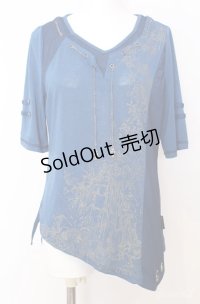 Ozz Croce / チェーン配色メッシュレイヤードTシャツ  ブルー O-25-08-20-1039-OO-TO-IG-OS