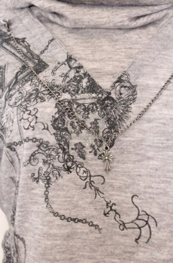 画像2: Ozz Croce / ネックレスチェーン付きハイネックカットソー  グレー O-25-08-20-1040-OO-TO-IG-OS