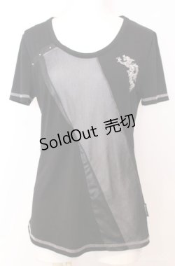 画像1: Ozz Croce / 銀糸龍刺繍Tシャツ  ブラック O-25-08-20-1041-OO-TS-IG-OS
