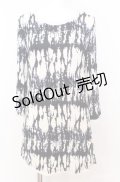 Ozz Croce / サイドギャザー染め風カットソー  ホワイト×ブラック×ブルー O-25-08-20-1043-OO-TO-IG-ZI