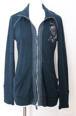 画像1: Ozz Croce / 龍刺繍ニットジップアップ  グリーン O-25-08-20-1051-OO-TO-IG-OS