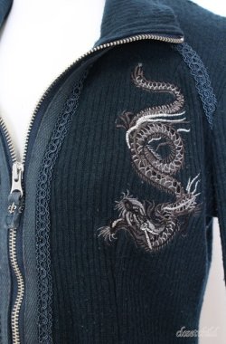 画像2: Ozz Croce / 龍刺繍ニットジップアップ  グリーン O-25-08-20-1051-OO-TO-IG-OS