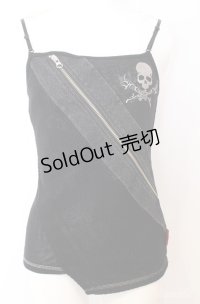 Ozz On / スカル刺繍異素材キャミソール  ブラック O-25-08-20-1052-OO-TO-IG-OS
