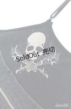 画像2: Ozz On / スカル刺繍異素材キャミソール  ブラック O-25-08-20-1052-OO-TO-IG-OS