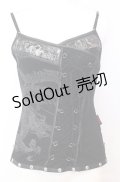 Ozz On / ジャガード切り替えレースアップキャミソール  ブラック×シルバー O-25-08-20-1053-OO-TO-IG-OS