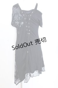 Ozz Croce / レースアップワンショルカットワンピース  ブラック O-25-08-20-1055-OO-OP-IG-OS