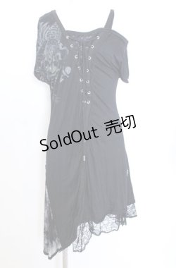 画像1: Ozz Croce / レースアップワンショルカットワンピース  ブラック O-25-08-20-1055-OO-OP-IG-OS