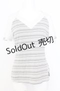 Ozz Croce / ストライプ切り替えTシャツ  ホワイト O-25-08-20-1056-OO-TO-IG-ZI
