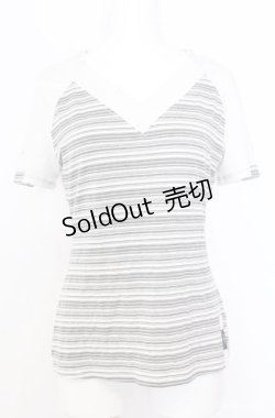 画像1: Ozz Croce / ストライプ切り替えTシャツ  ホワイト O-25-08-20-1056-OO-TO-IG-ZI