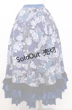 画像3: Qutie Frash / 和柄ロングスカート  ブルー O-25-08-20-1059-QU-SK-OW-ZI