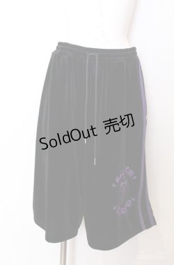 画像1: REFLEM / ベロア刺繍ハーフパンツ  ブラック×パープル O-25-08-20-1061-PU-PA-IG-OS