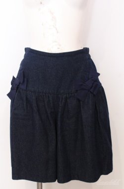画像1: Franche Lippee / グログランリボンデニムキュロット S インディゴ O-25-08-20-1062-LO-PA-IG-OS