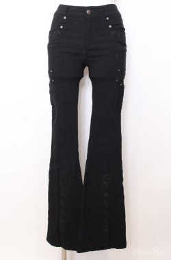 画像1: Ozz oneste / ローズエンブロイダリーストレッチパンツ  ブラック O-25-08-20-1063-OO-PA-IG-OS