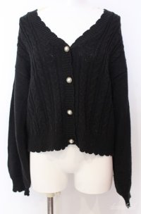 axes femme / パールボタンニットカーディガン F クロ O-25-08-20-1020-AX-TO-OW-OS