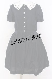 Jane Marple / カットワークレースカラーワンピース M クロ×シロ O-25-08-20-1025-JM-OP-IG-OS